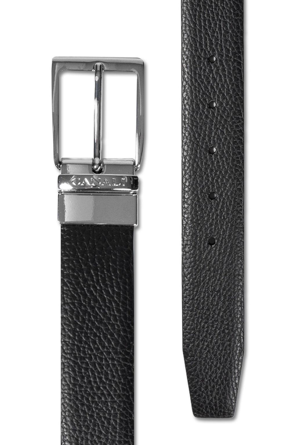 CANALI | Reversible Calfskin Belt | Black & Dark Brown