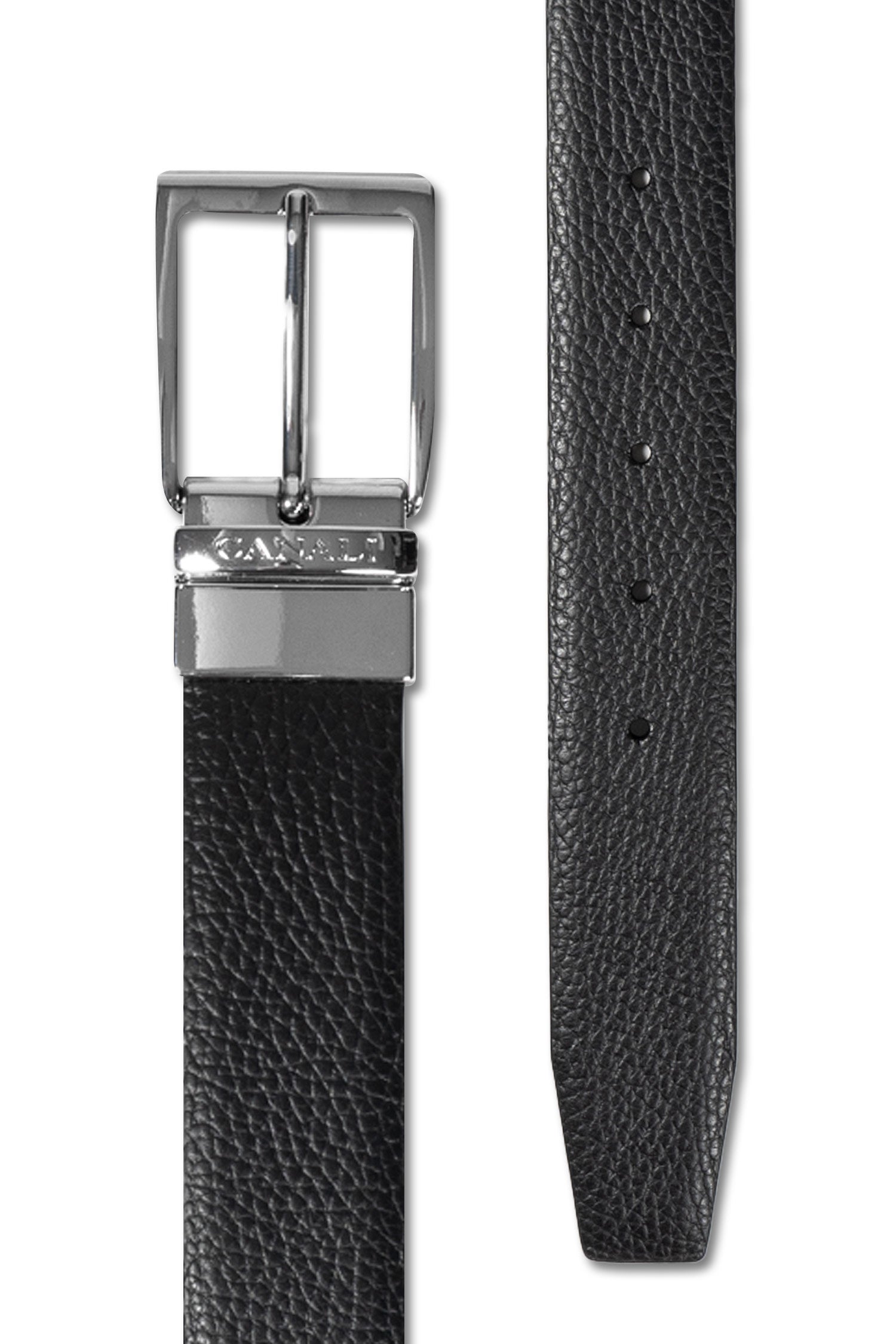 CANALI | Reversible Calfskin Belt | Black & Dark Brown