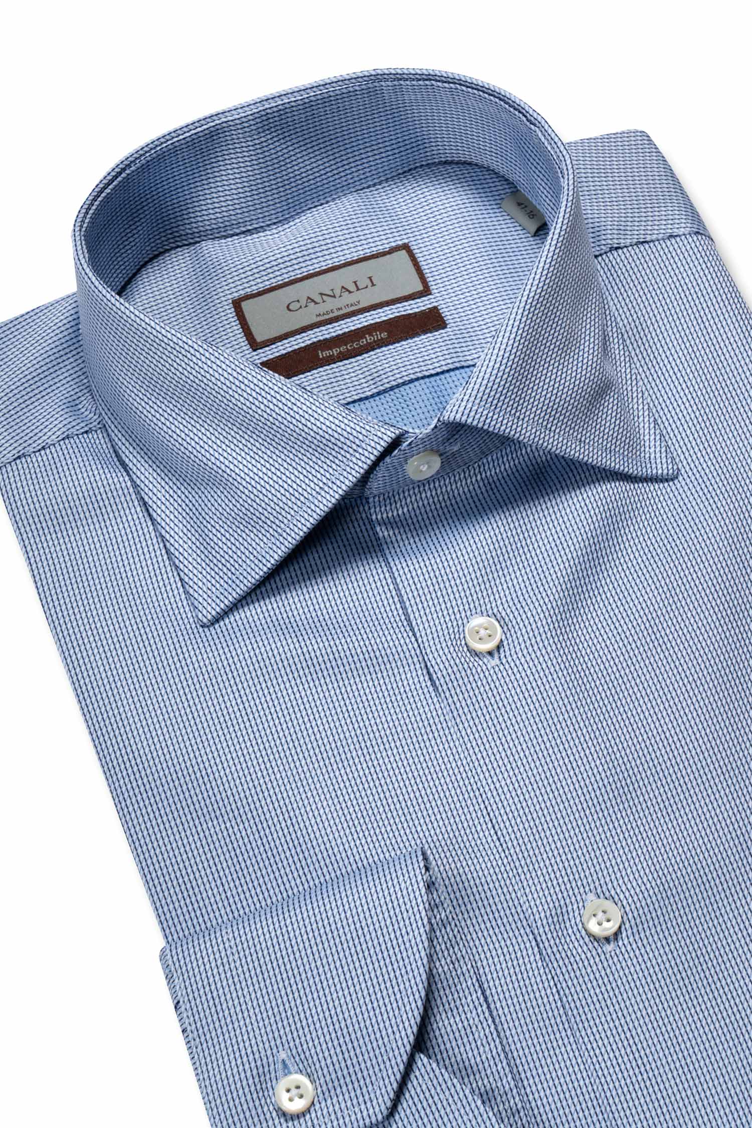 CANALI | Diamond Patterned Shirt | Navy & Blue