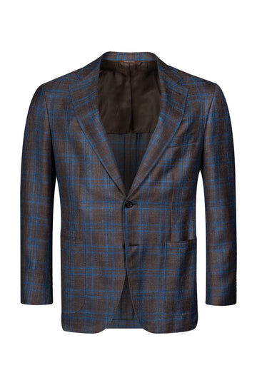 CANALI Navy & Chocolate Window Check Unlined Jacket