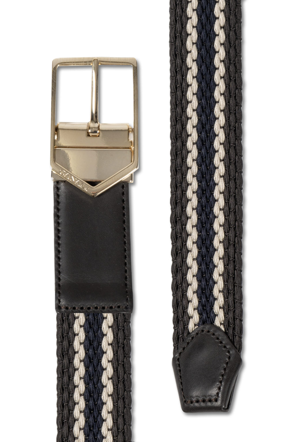 CANALI | Reversible Elastic Belt | Brown & Navy