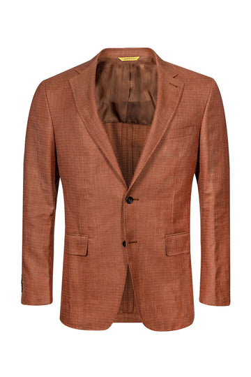 CANALI Orange Unlined Herringbone Jacket