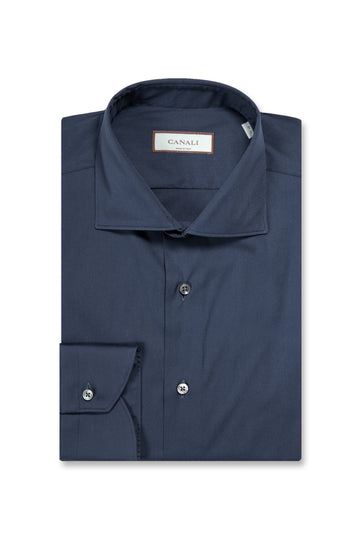 CANALI Navy Stretch Cotton Shirt