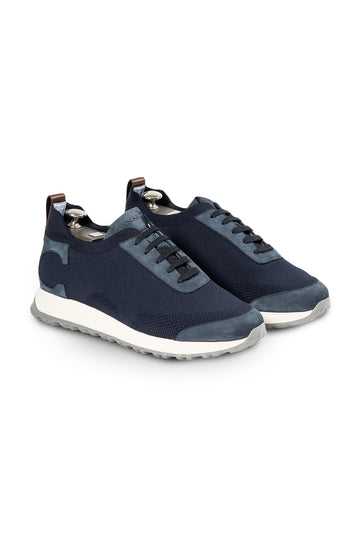 CANALI Blue Elasticated Suede Sneaker