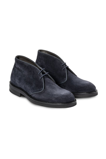 CANALI Blue Suede Boot With Rubber Sole