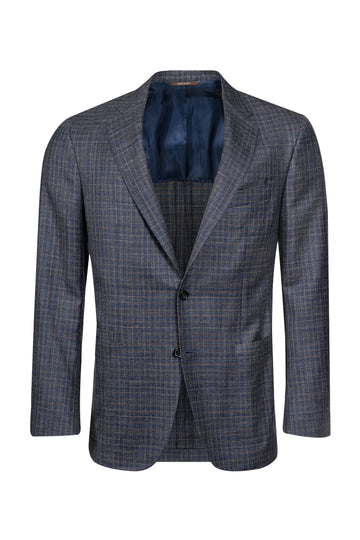 CANALI Navy & Chocolate Neat Check Jacket