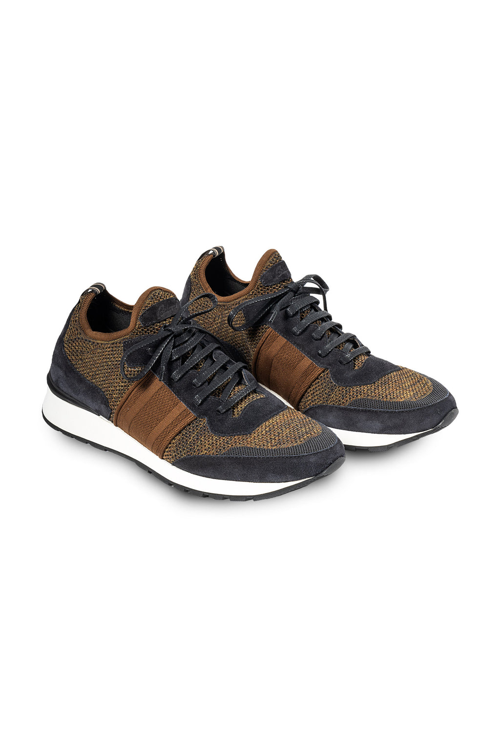 BRIONI | Elasticated Sneaker | Brown & Navy