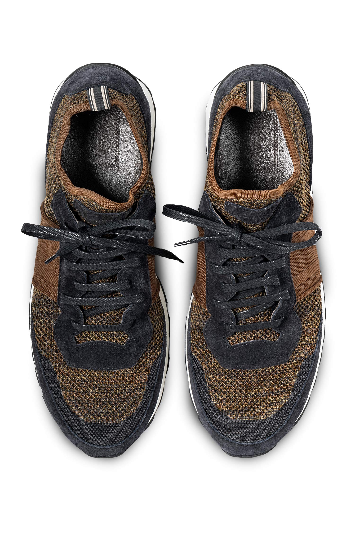 BRIONI | Elasticated Sneaker | Brown & Navy