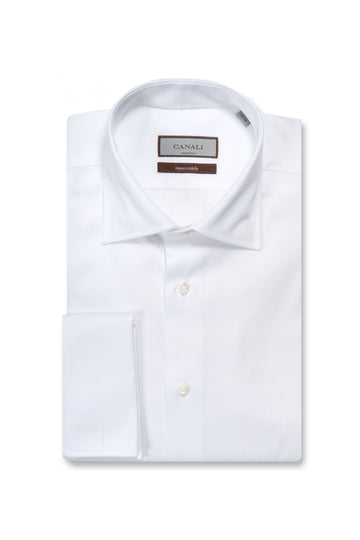 CANALI White French Cuff Speckled Shirt