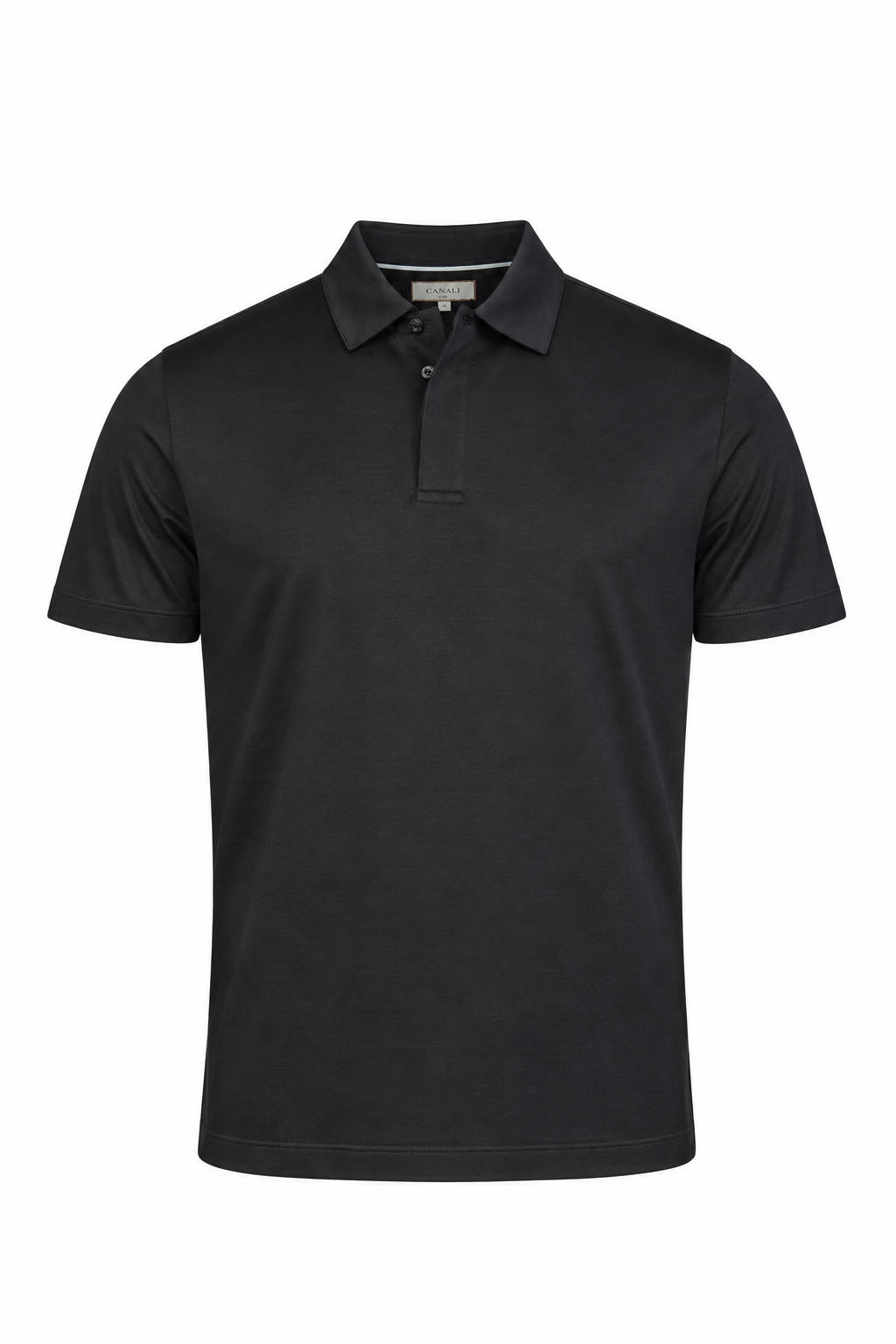 CANALI | Polo With Ribbed Trim On Placket | Black