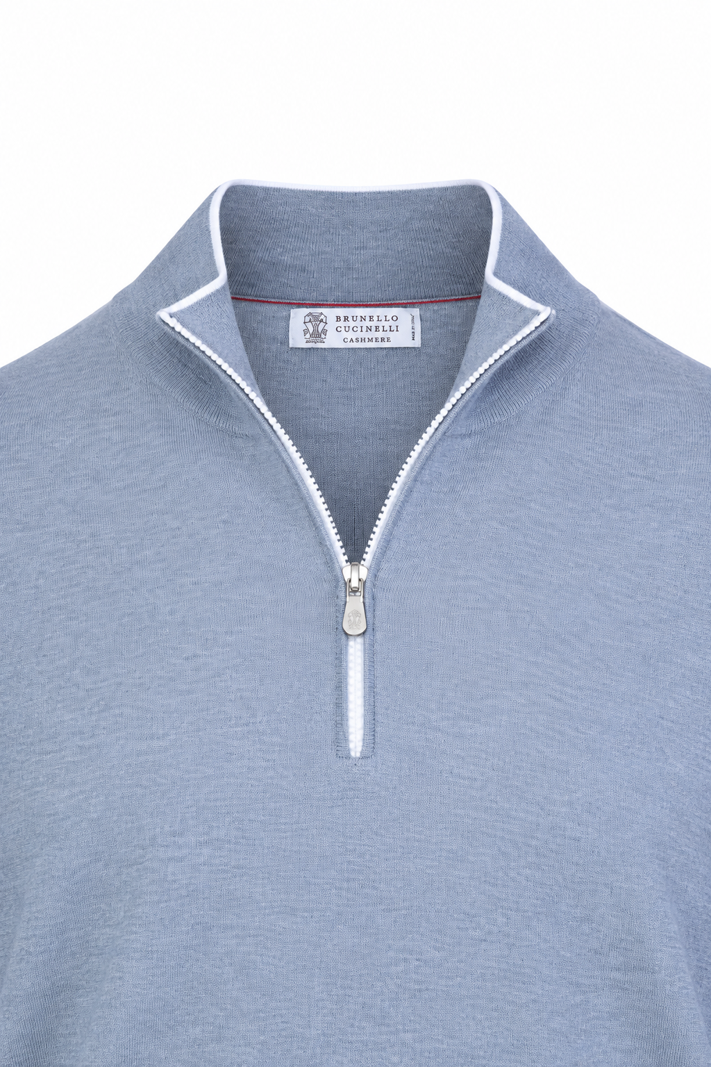 BRUNELLO CUCINELLI | Zip Neck Knit With Trims | Grey
