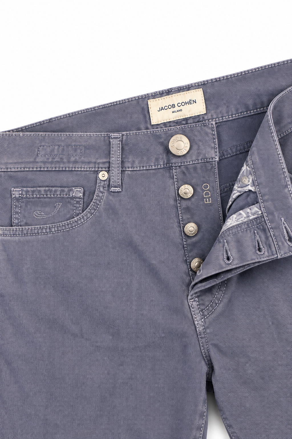 JACOB COHEN | Edo Lightweight Twill Trousers | Mid-Blue