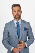 CANALI | Exclusive Check Suit With Silk | Pale Blue