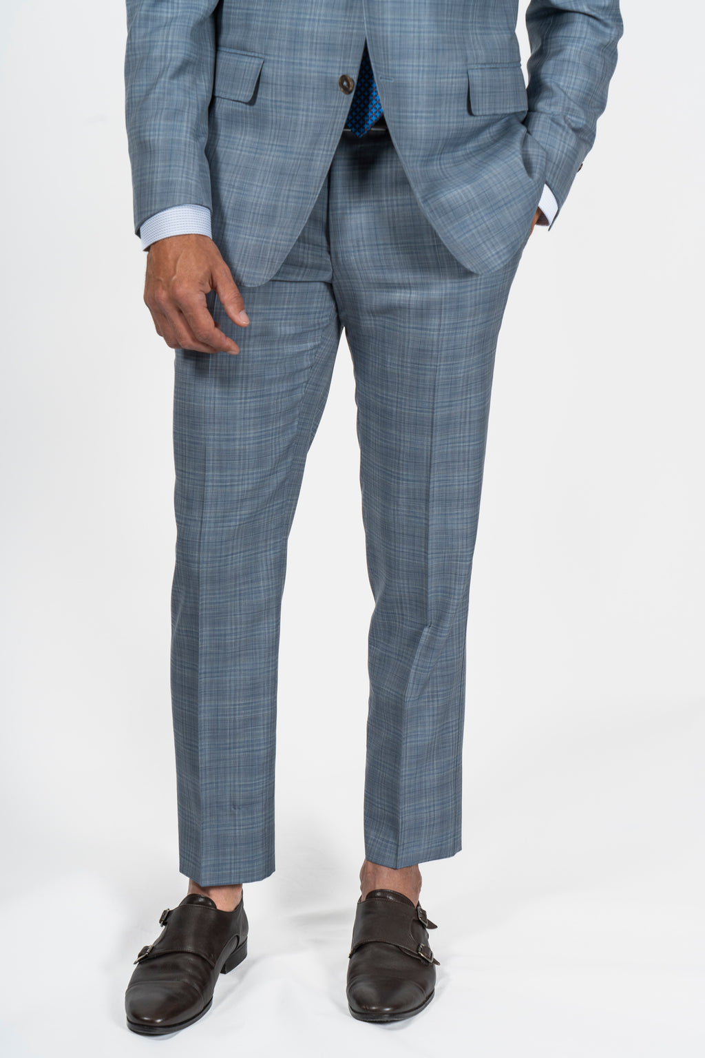 CANALI | Exclusive Check Suit With Silk | Pale Blue