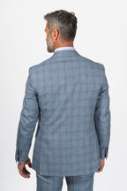 CANALI | Exclusive Check Suit With Silk | Pale Blue