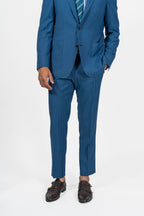 CANALI | Wool Herringbone Suit | Mid Blue