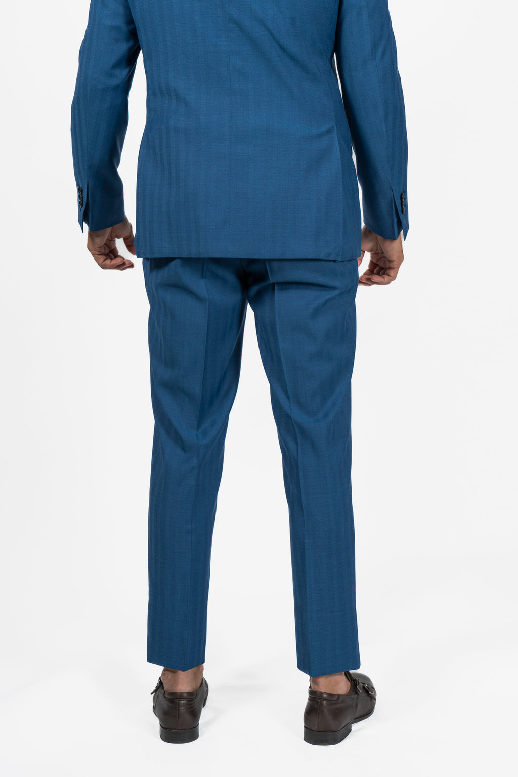 CANALI | Wool Herringbone Suit | Mid Blue