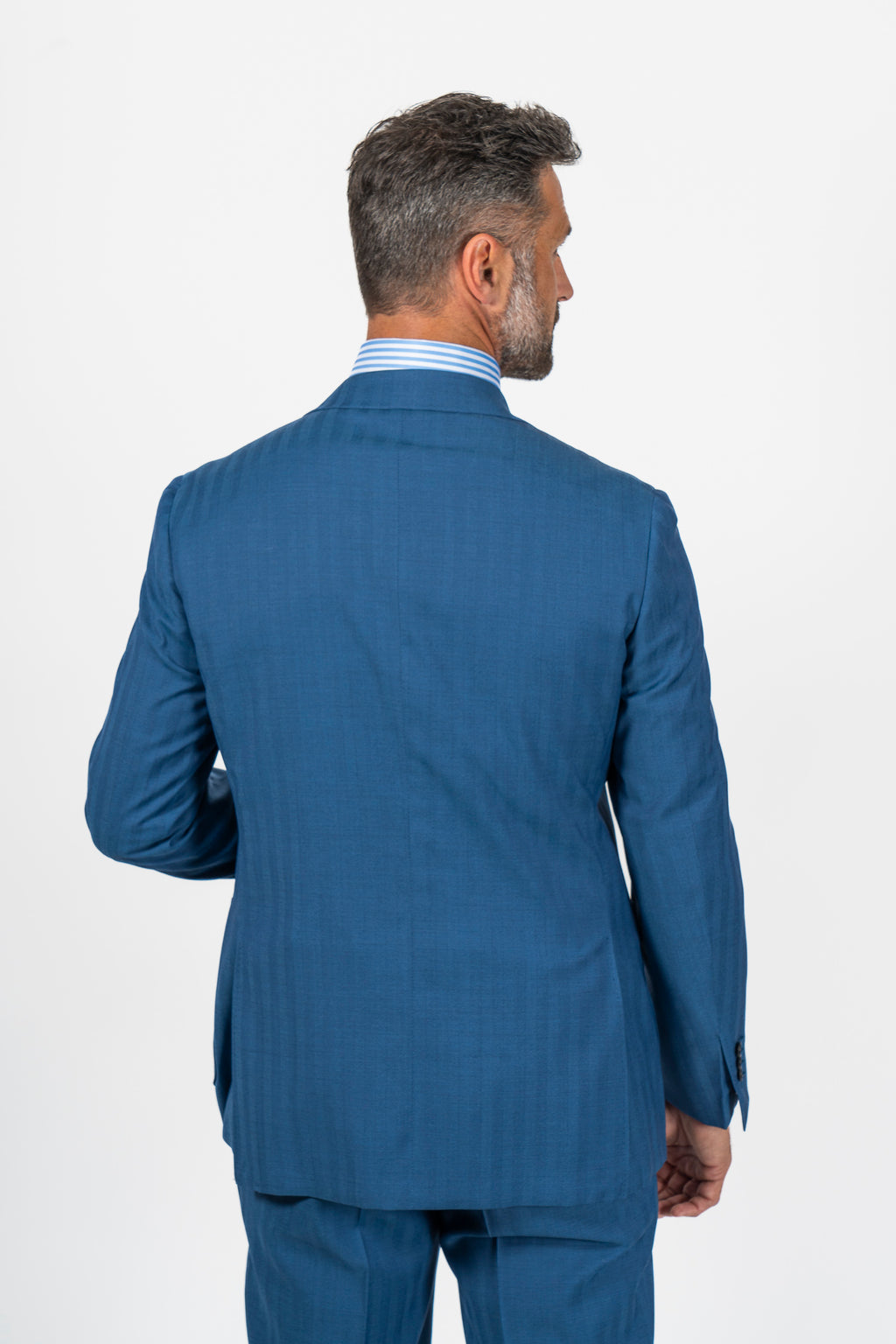 CANALI | Wool Herringbone Suit | Mid Blue