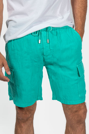 VILEBREQUIN Green Linen Pull-On Shorts