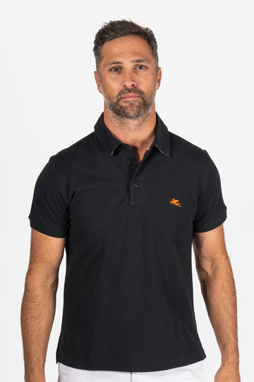 ETRO Black Polo With Trim Under Collar