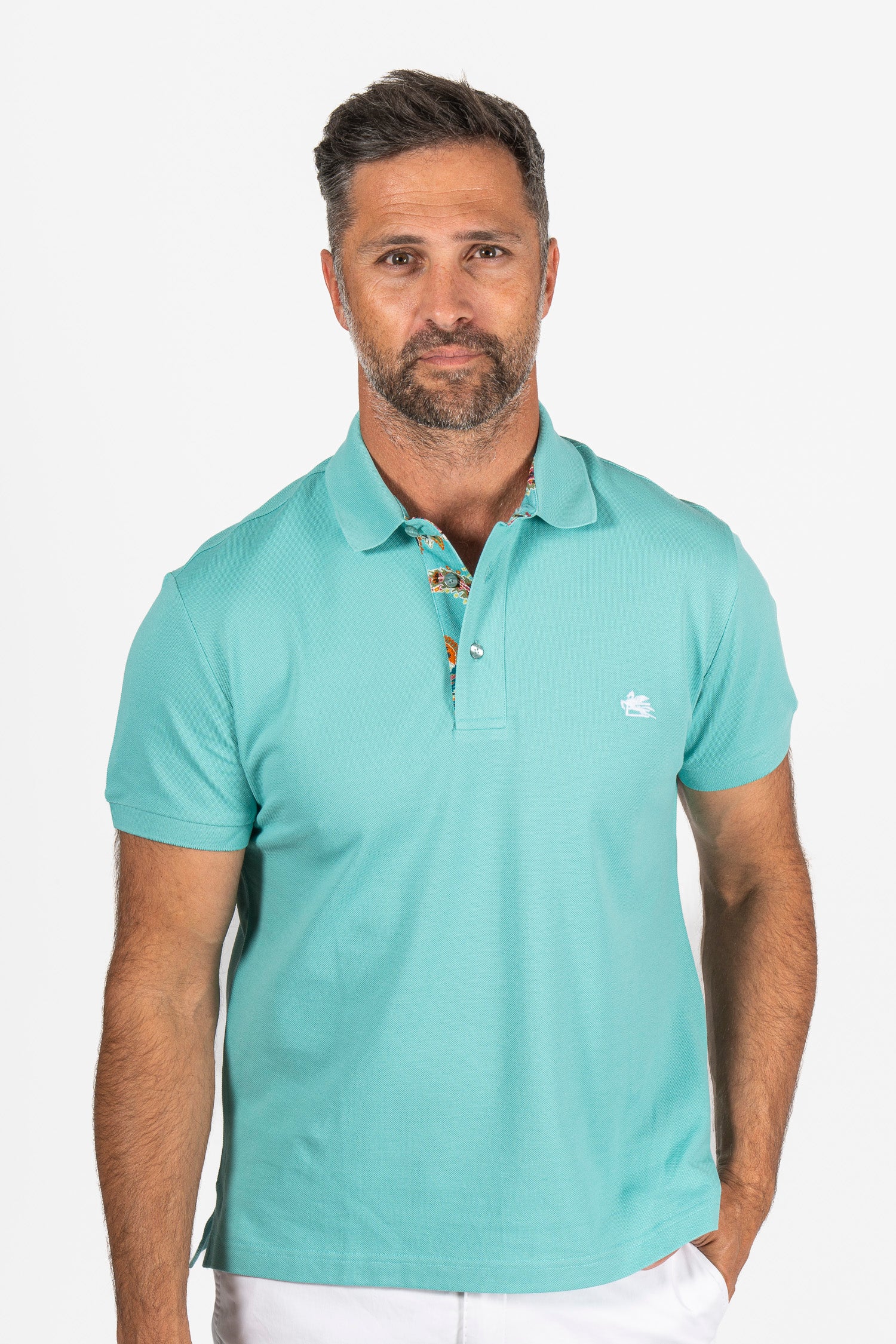 ETRO | Polo With Inner Contrast | Seafoam