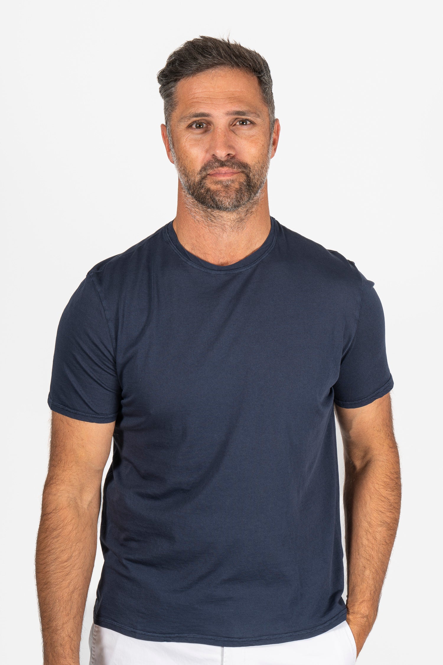 FEDELI | Soft Cotton T-Shirt | Navy