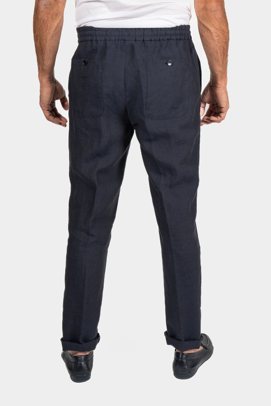 ETRO | Elasticated Linen Trousers | Navy