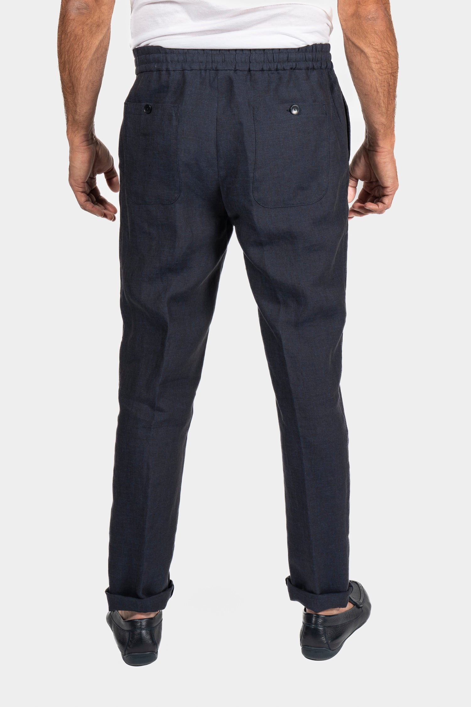 ETRO | Elasticated Linen Trousers | Navy