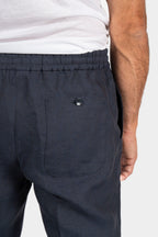 ETRO | Elasticated Linen Trousers | Navy