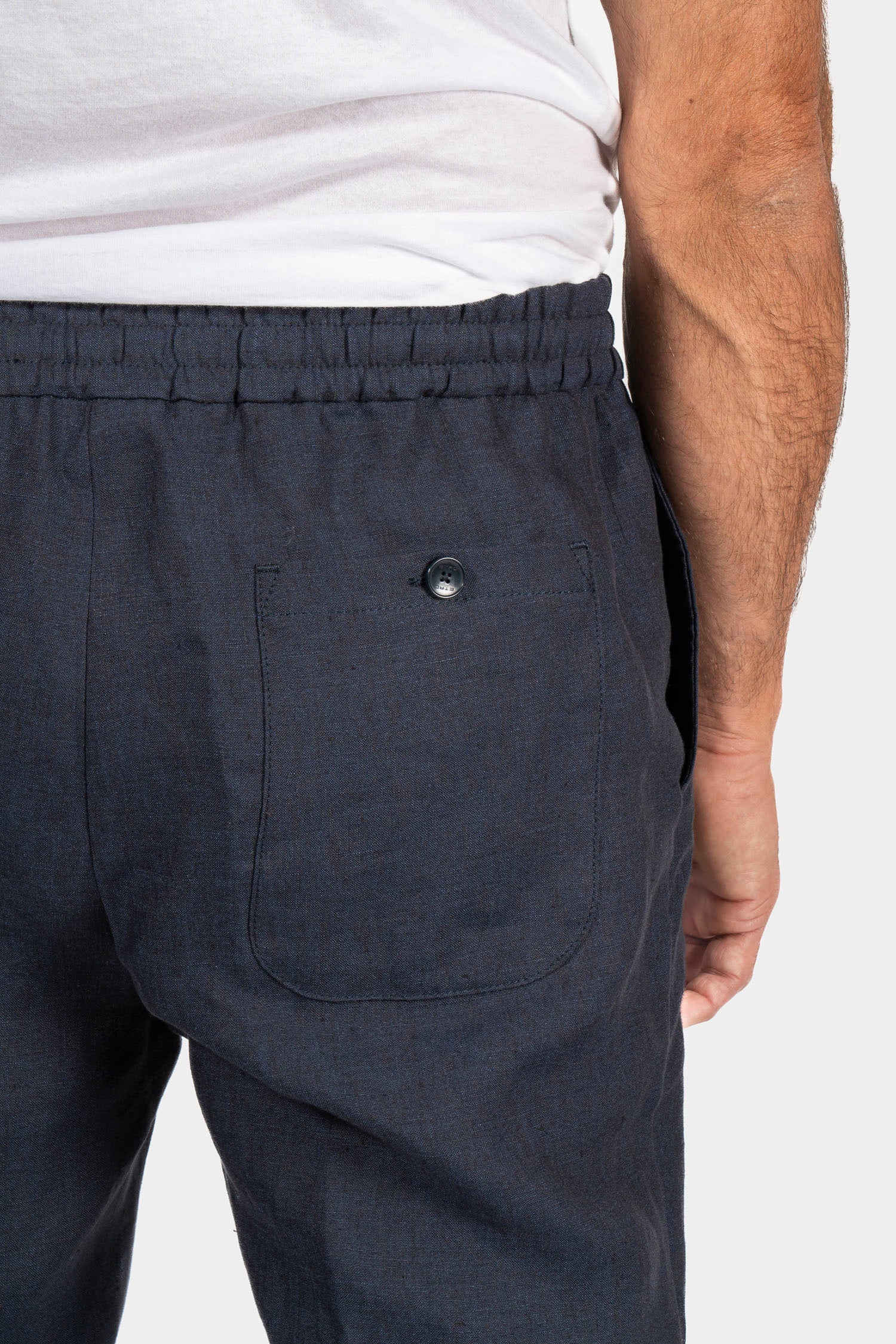 ETRO | Elasticated Linen Trousers | Navy
