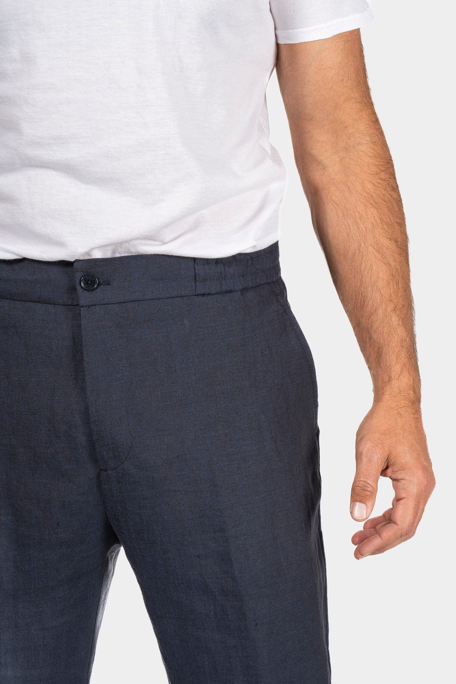 ETRO | Elasticated Linen Trousers | Navy