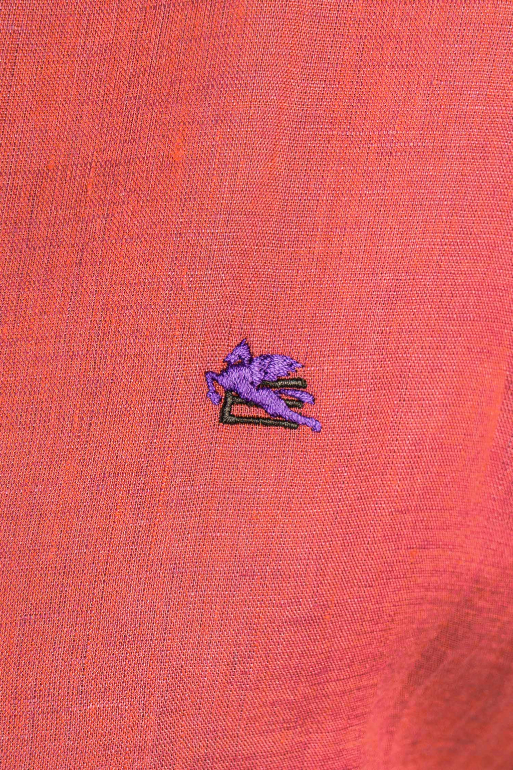 ETRO | Linen Shirt With Pegasus Logo | Red & Purple