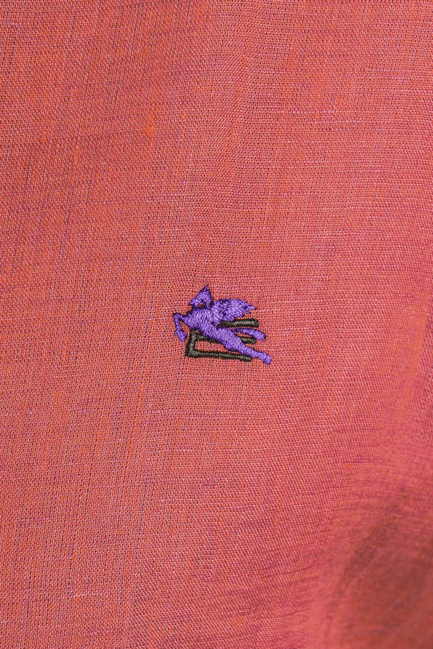 ETRO | Linen Shirt With Pegasus Logo | Red & Purple