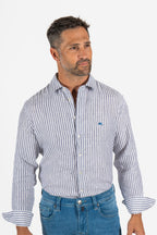 ETRO | Striped Linen Shirt | Blue