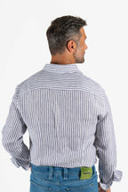 ETRO | Striped Linen Shirt | Blue