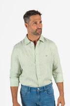 ETRO | Striped Linen Shirt | Lime & White