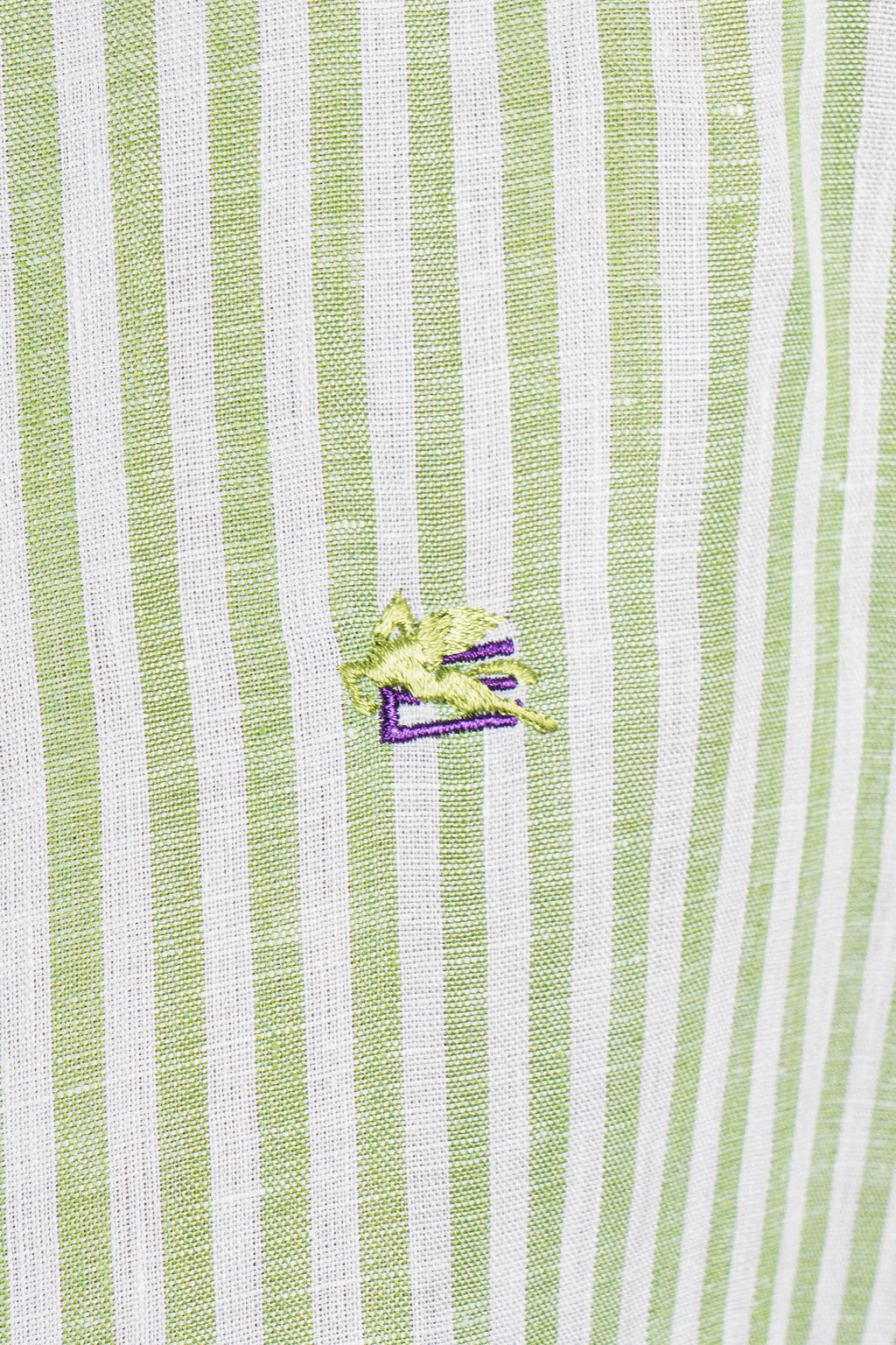 ETRO | Striped Linen Shirt | Lime & White