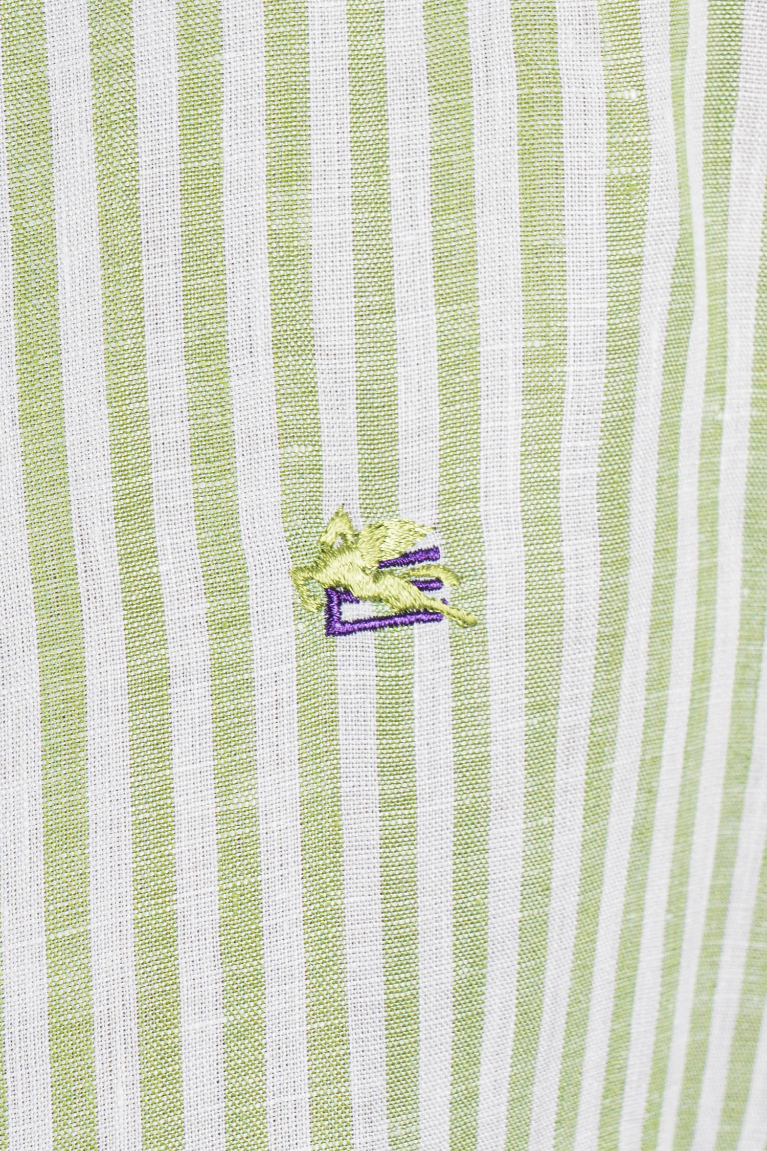 ETRO | Striped Linen Shirt | Lime & White