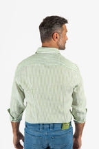 ETRO | Striped Linen Shirt | Lime & White