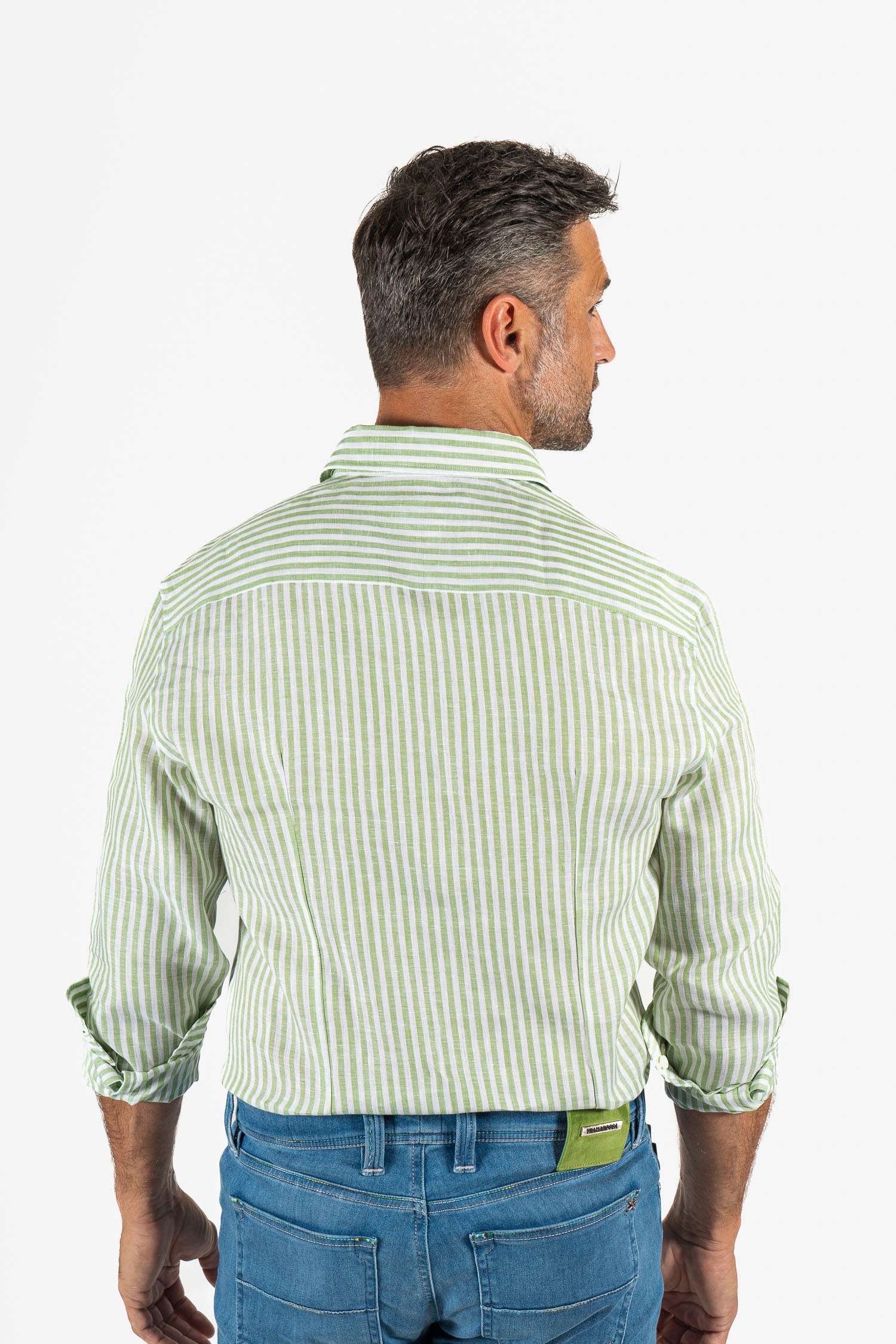 ETRO | Striped Linen Shirt | Lime & White
