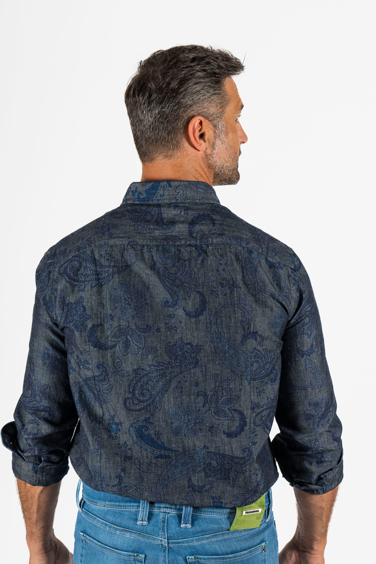 ETRO | Floral Chambray Shirt | Blue Black