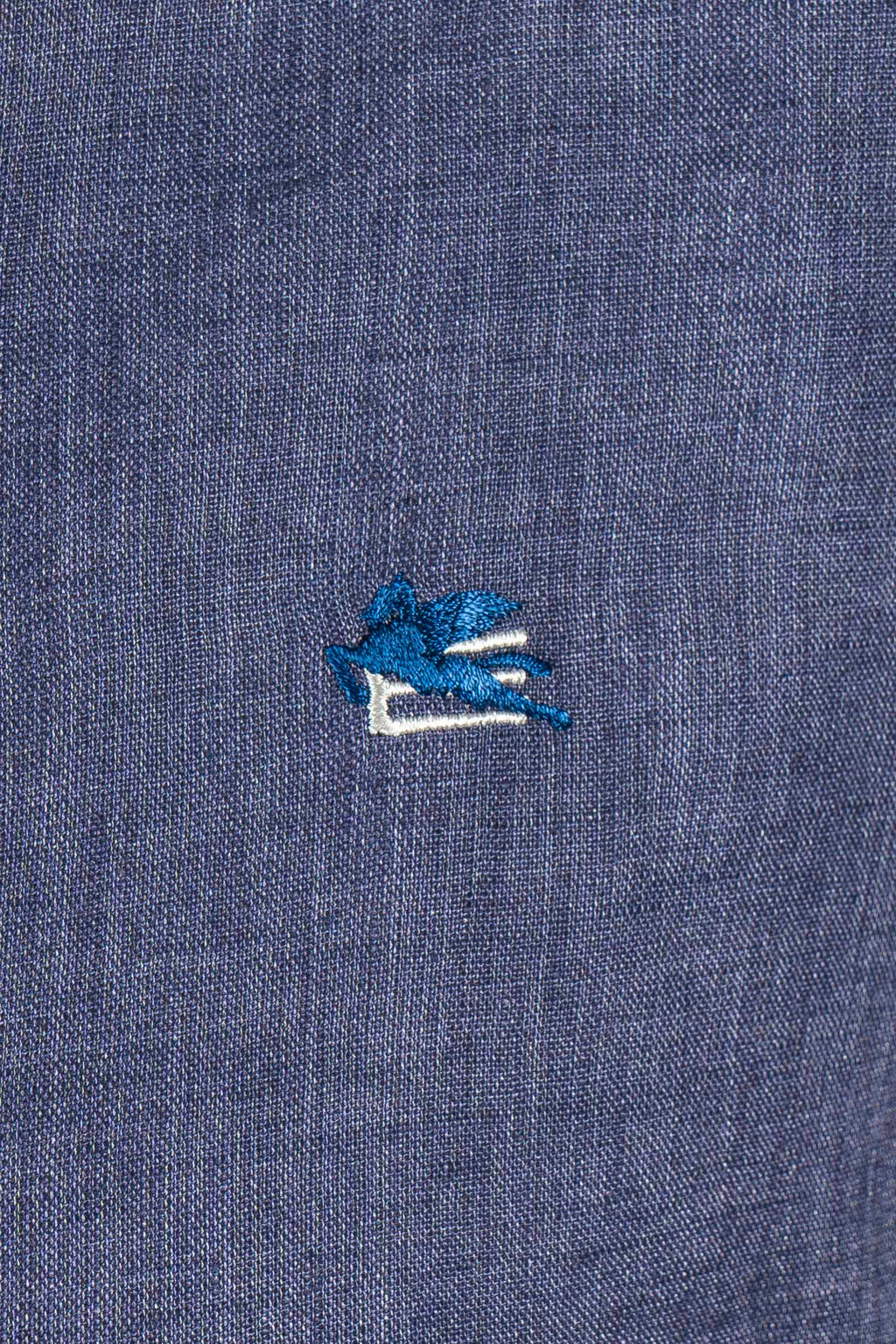 ETRO | Linen Shirt With Pegasus Logo | Dark Blue