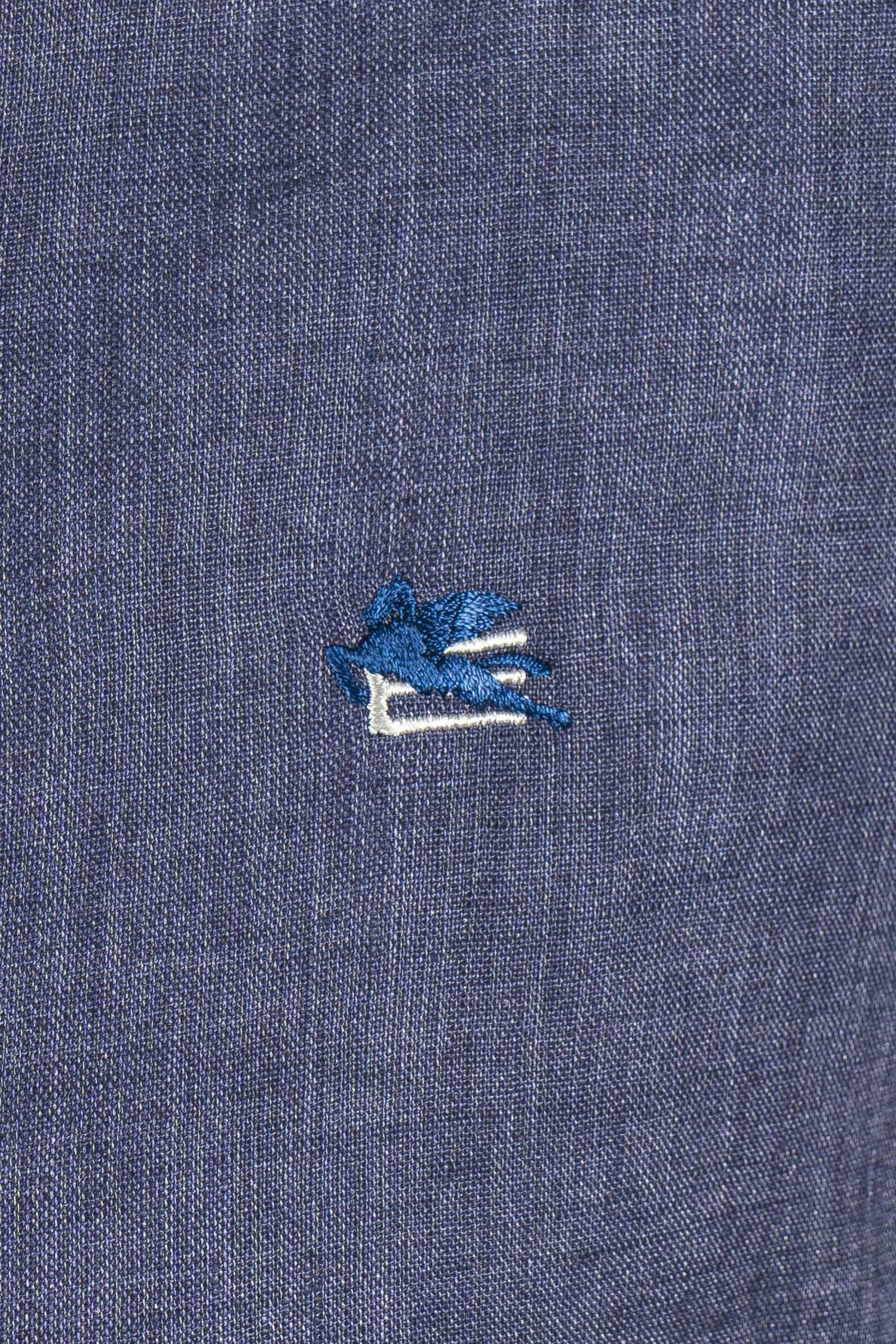 ETRO | Linen Shirt With Pegasus Logo | Dark Blue
