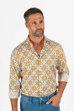 FEDELI | Geometrical Floral Shirt | Orange