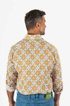 FEDELI | Geometrical Floral Shirt | Orange