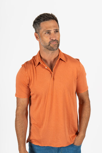 FEDELI Burnt Orange Soft Cotton Polo