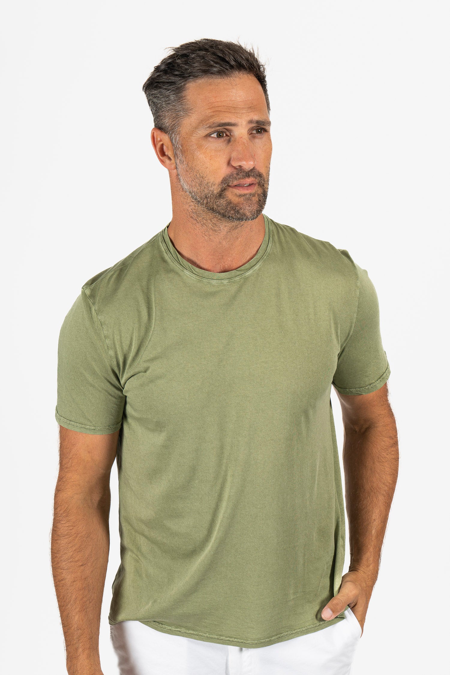 FEDELI | Soft Cotton T-Shirt | Olive Green