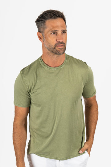 FEDELI Olive Green Soft Cotton T-Shirt
