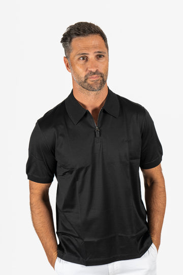 BRIONI Black Polo With Zip