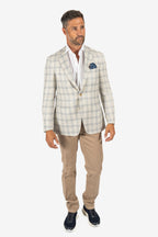 CANALI | Blue And Taupe Check Jacket | Beige